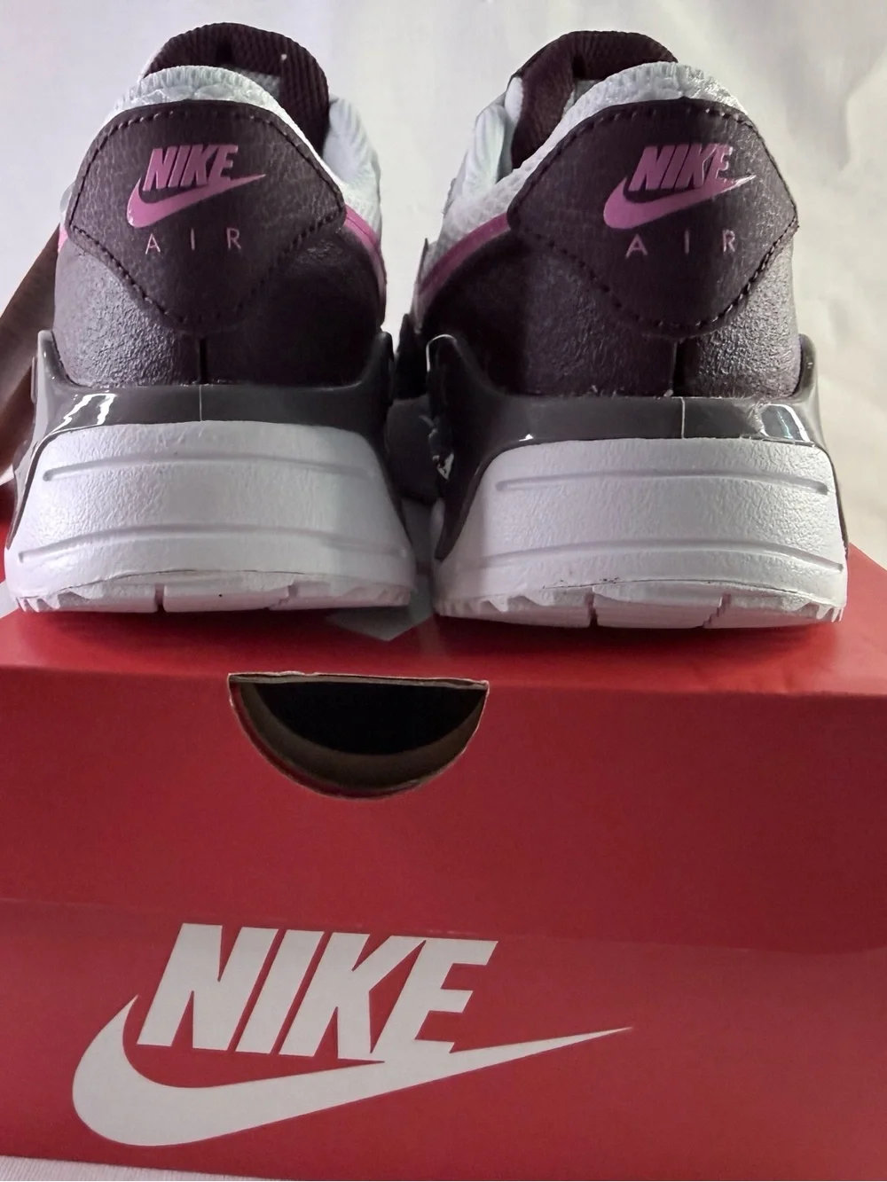 2.5 Youth Nike Kids Air Max White, Brown & Playful Pink Sneakers